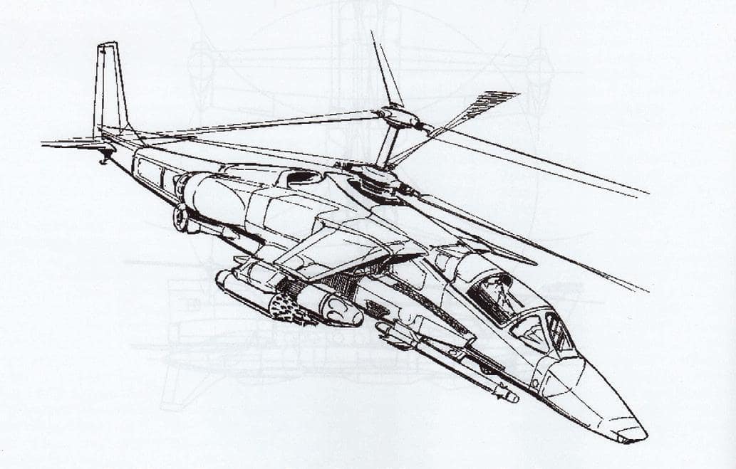 Первый вариант компоновки одноместного боевого вертолета